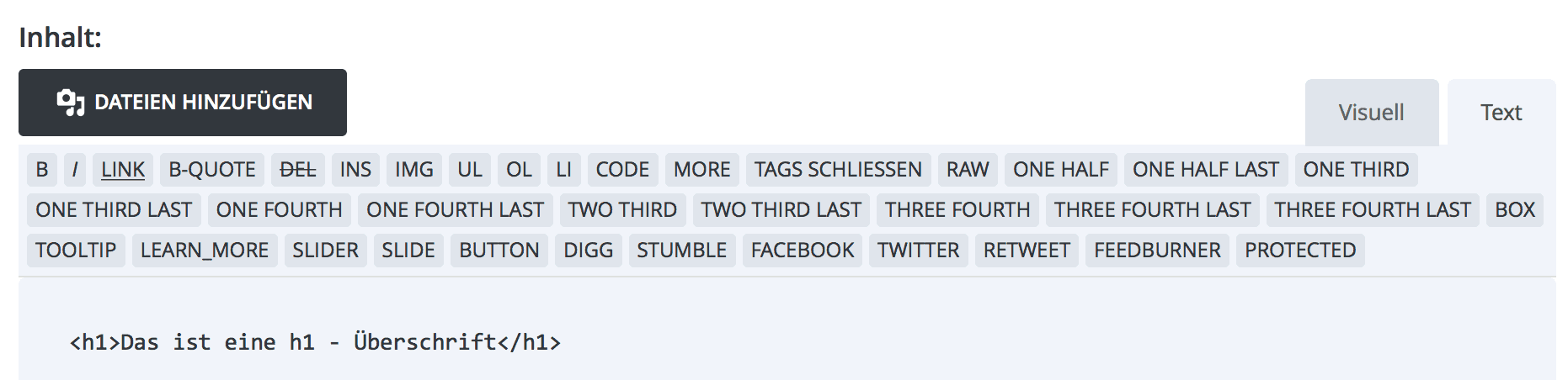 Texteditor in WordPress