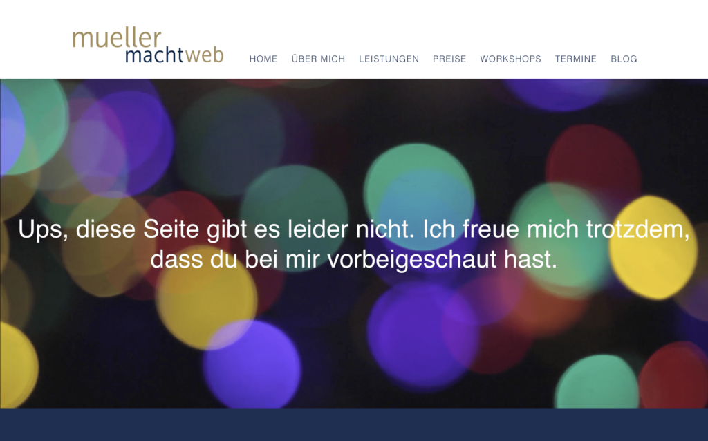 Screenshot einer 404-Seite