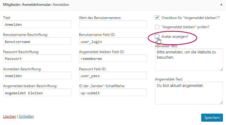 Screenshot zum Thema Members Plugin WordPress