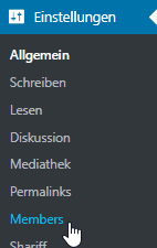 Screenshot zum Thema Members Plugin WordPress