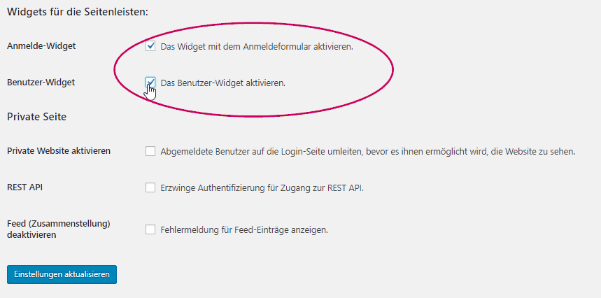Screenshot zum Thema Members Plugin WordPress