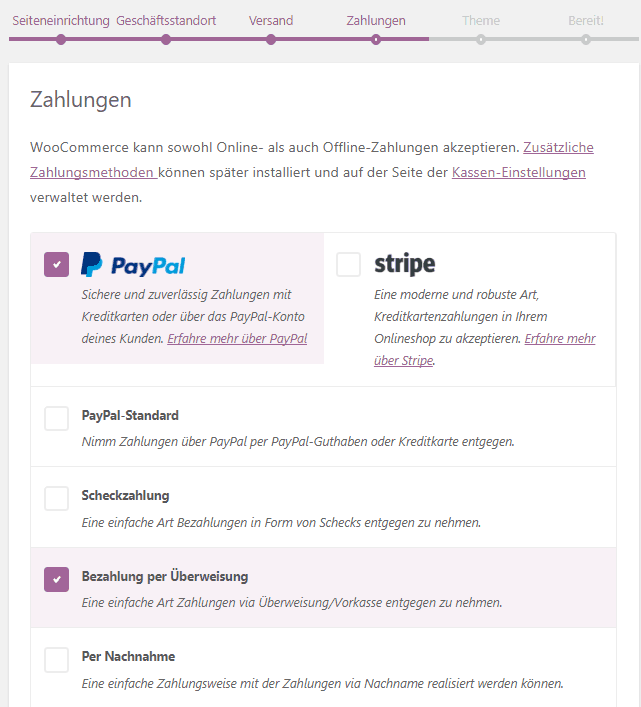 Woocommerce Zahlungen