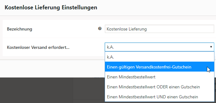 Kostenloser Versand WooCommerce