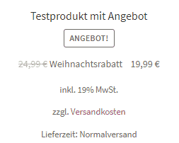 Angebotshinweis WooCommerce