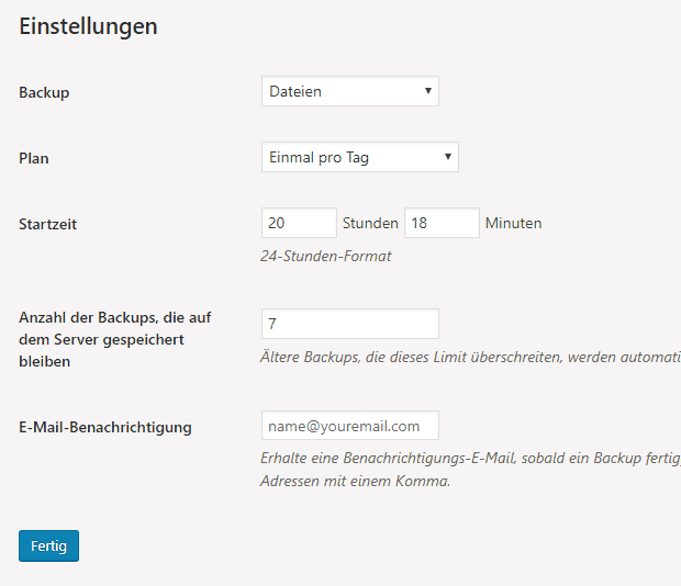 Backup erstellen mit BackupWordPress