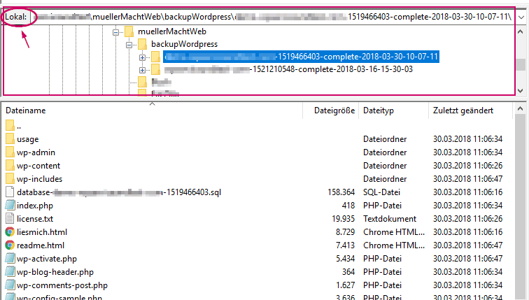 Backupwordpress Backup wiederherstellen