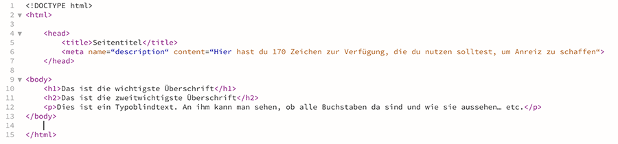 Code Schnipsel HTML Code